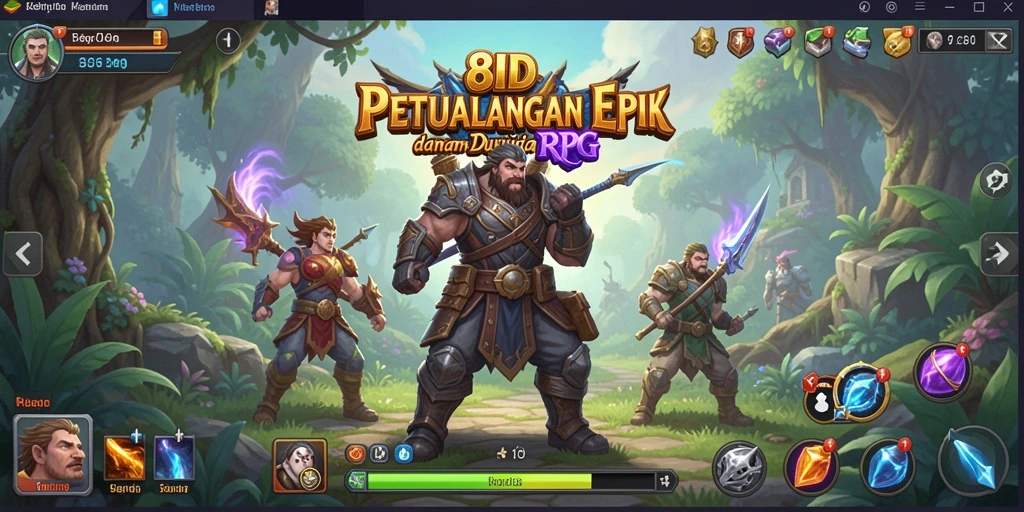Screenshot gameplay RPG 8ID, menampilkan karakter dalam pertempuran epik.