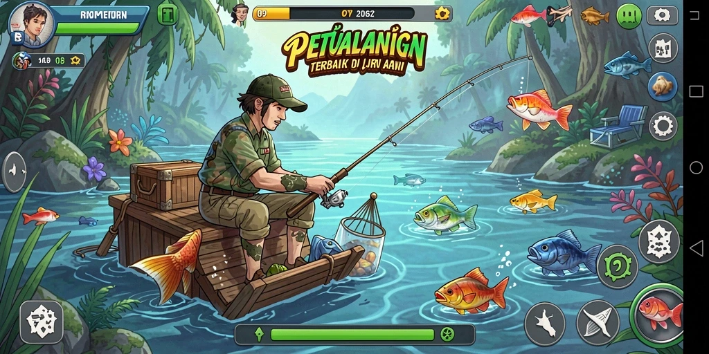 Gameplay ADG62 yang menawan saat menangkap ikan besar.