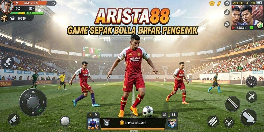 Gameplay dinamis dengan aksi sepak bola yang seru.