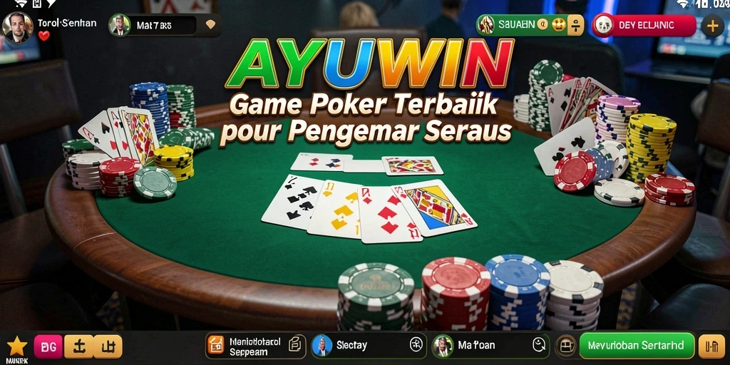 Screenshot utama AYUWIN menampilkan antarmuka permainan poker yang menarik.