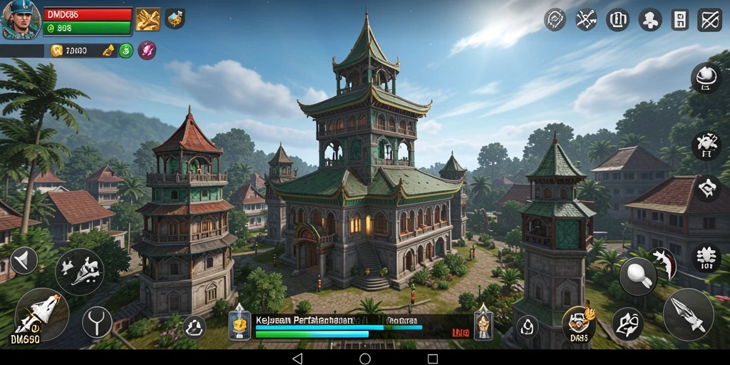 Screenshot gameplay DMD686 menampilkan aksi pertahanan menara yang mendebarkan.