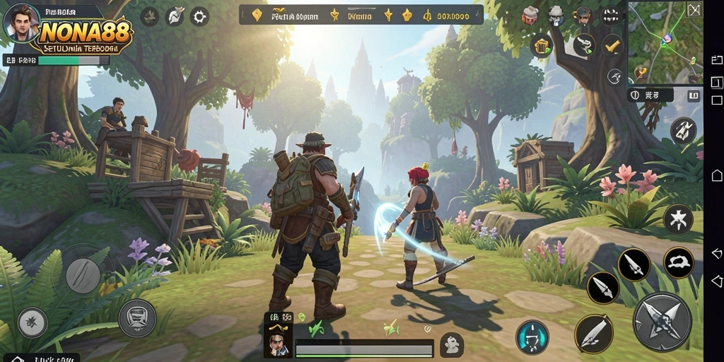 Gameplay NONA88 yang menampilkan dunia terbuka penuh petualangan.