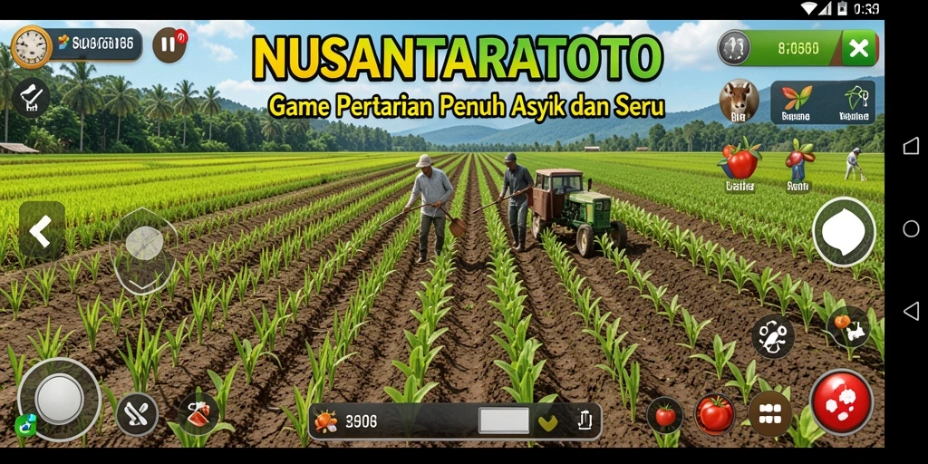 Screenshot menunjukkan pemain sedang merawat tanaman hijau subur.