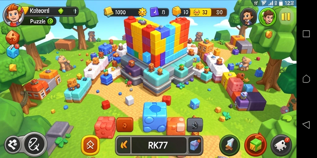 Gameplay RK77 menampilkan tantangan puzzle yang menarik dan seru.