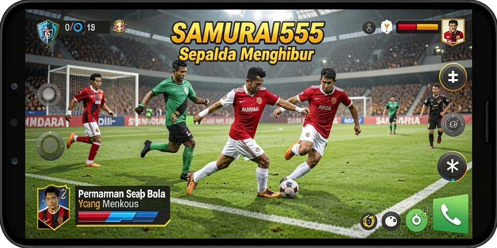 Tampilan gameplay menarik dari SAMURAI555 dengan aksi sepak bola yang menegangkan.